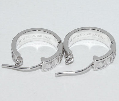 Tiffany & Co Earrings 18K White Gold Diamond 6P Atlas Hoop Earrings