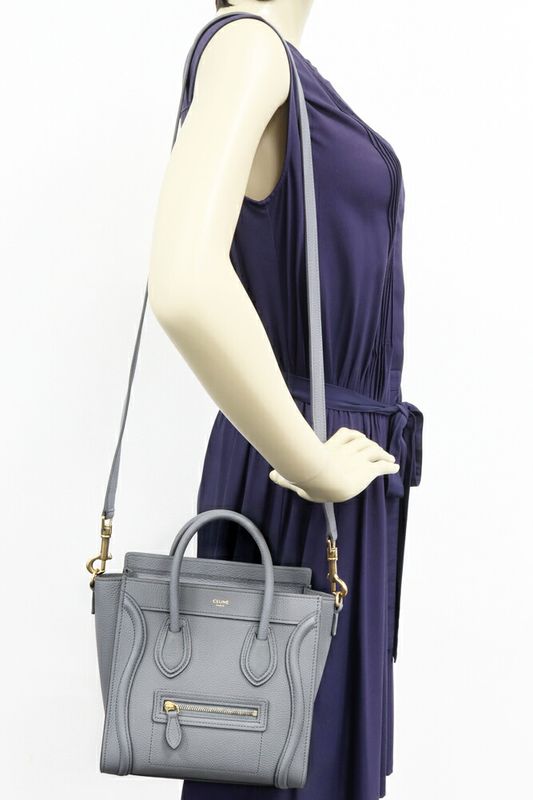 Celine Hand Tote Bag Shoulder Bag Luggage Nano Shopper Baby Drummed Calfskin