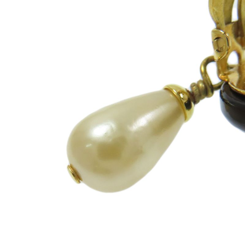 Chanel Coco Mark Faux Pearl Earrings Plastique GP Ladies