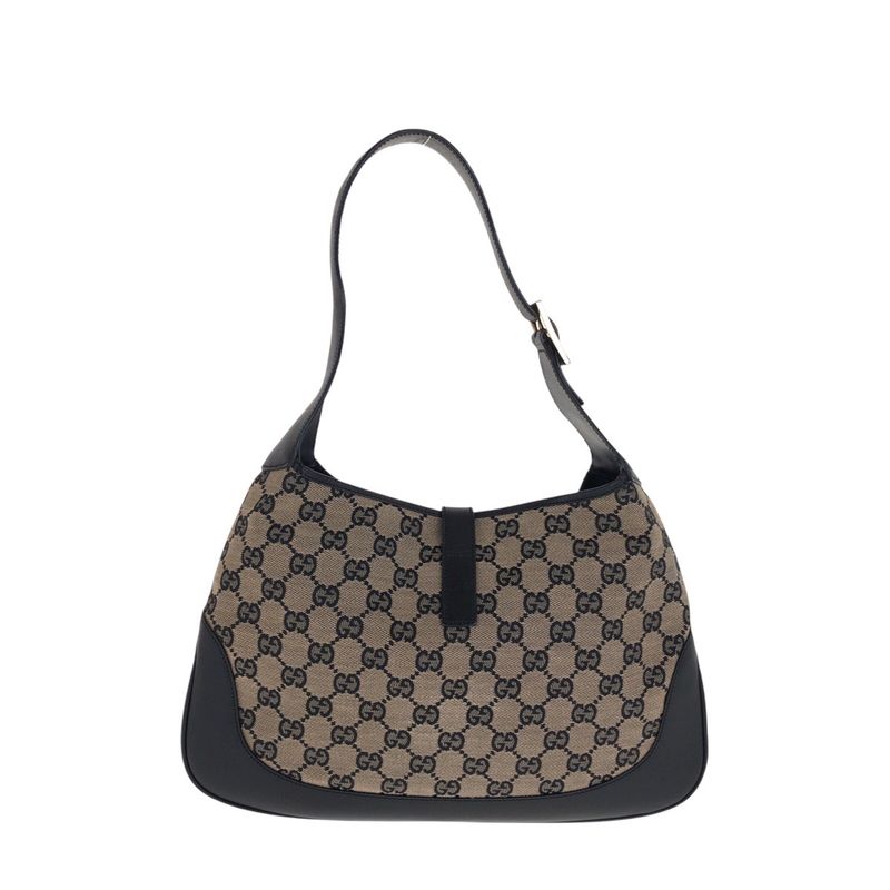 Gucci Jackie Black Gold Hardware GG Canvas/leather 001 3306 Shoulder Bag