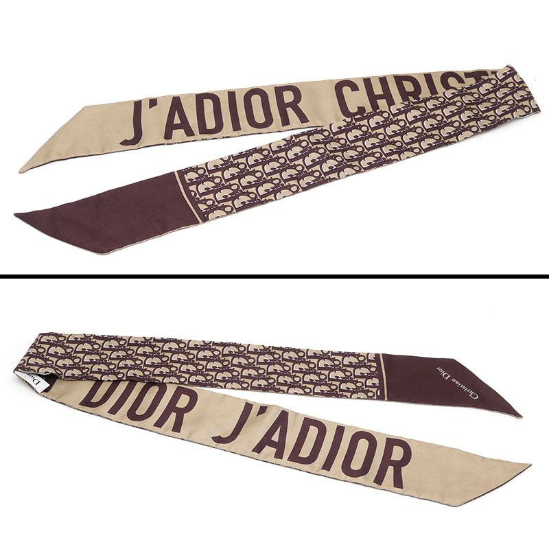 Dior Mitzah Scarf Brown Silk Oblique