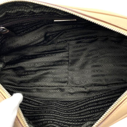 Prada Shoulder Bag Handbag Bag Leather Brown And Ivory Brown White Women Men