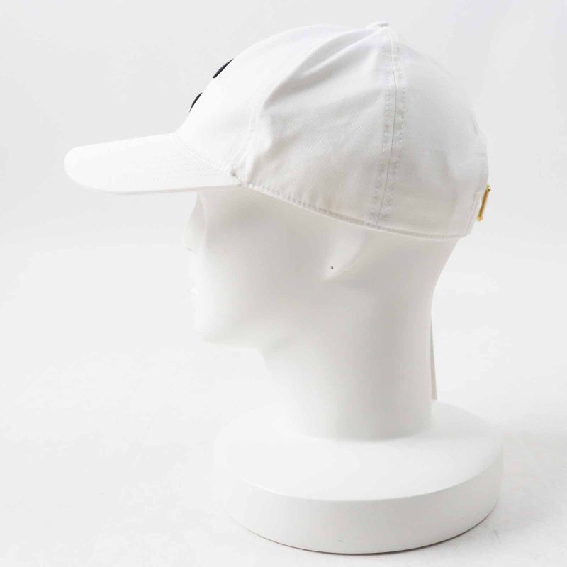 Celine 2aun1969p Initials Sequins Baseball Cap Hat Cotton White Black Gold