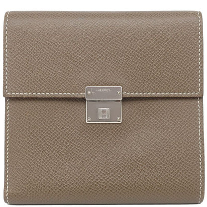 Hermes Trifold Wallet Click 12 Vaux Epson Etoupe Silver Hardware Grained C