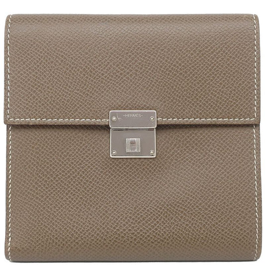 Hermes Trifold Wallet Click 12 Vaux Epson Etoupe Silver Hardware Grained C