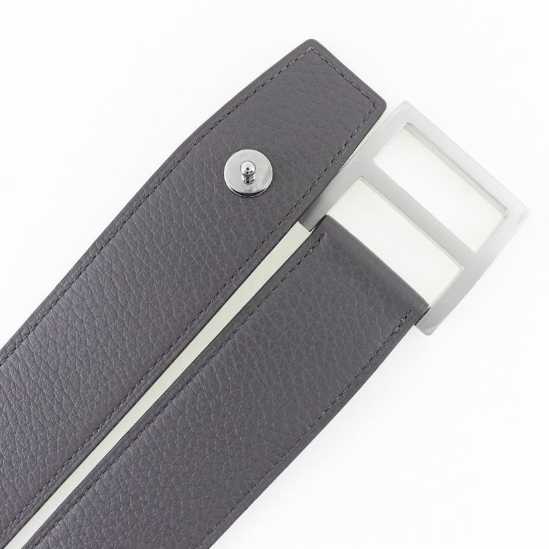 Hermes Serie Taurillon Clemence Etang Gray A Men's Belt