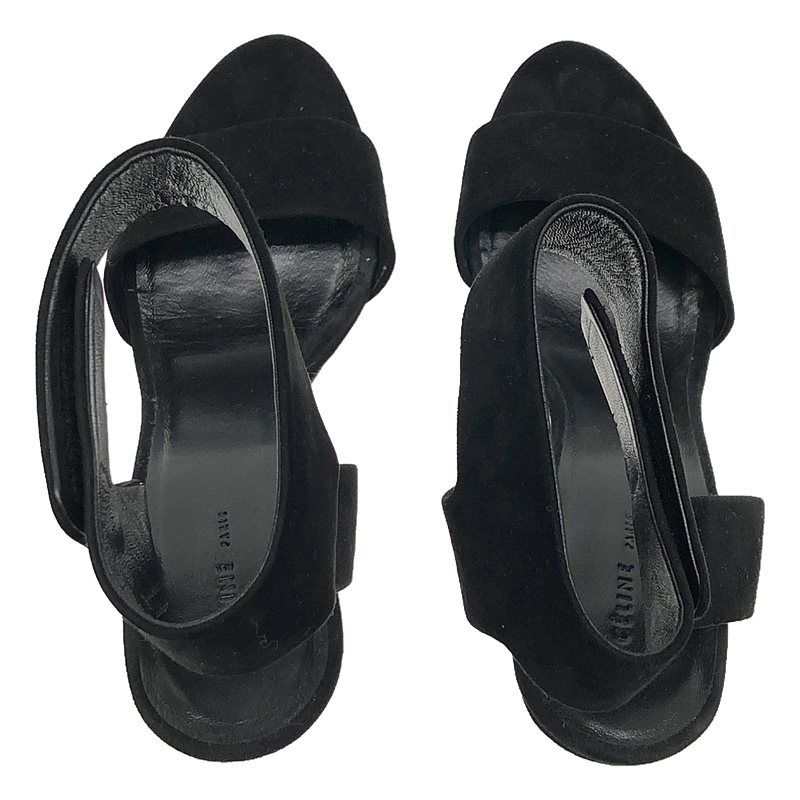 Celine - Phoebe Period Suede Leather Strap Sandals - 36 1 2 - Black - Women's