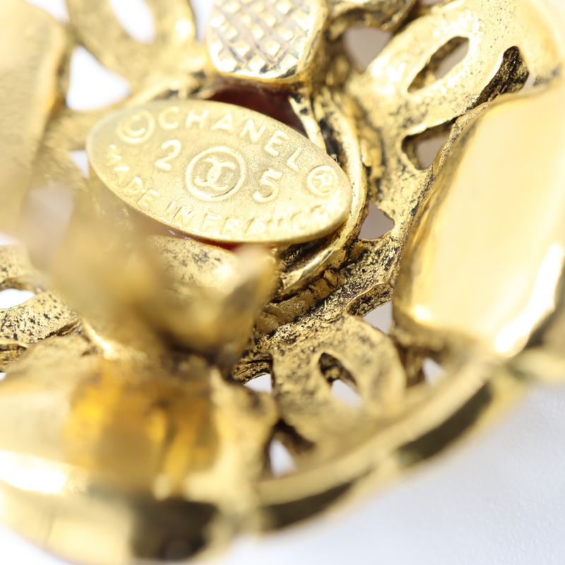 Chanel Earring Gripore Vintage Accessory Red Ladies K604