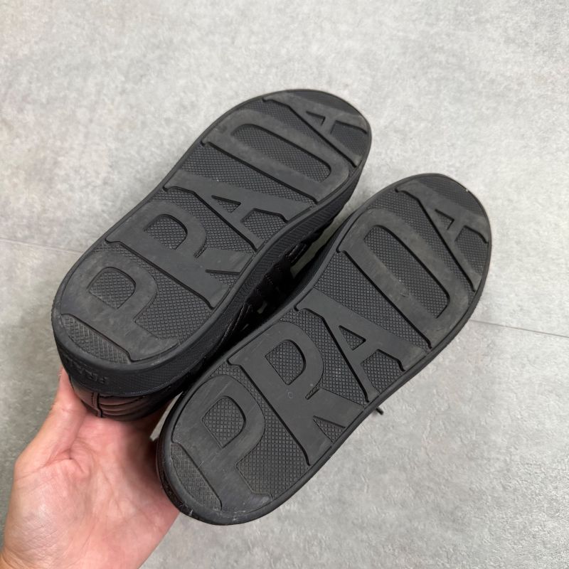 Prada Quilted Leather Logo Sneakers 36 Women's Black Silver 23cm (9.06in)