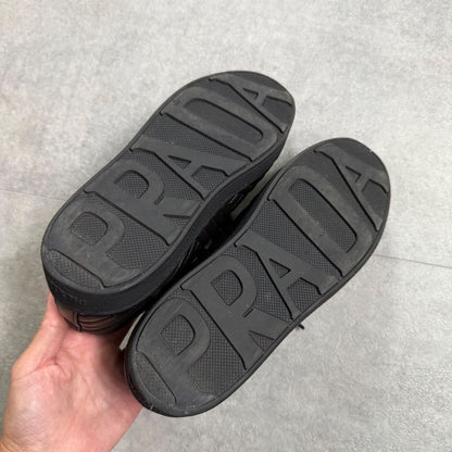 Prada Quilted Leather Logo Sneakers 36 Women's Black Silver 23cm (9.06in)