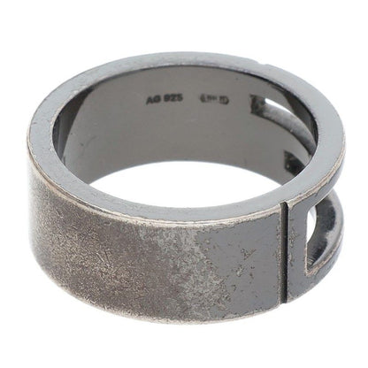Gucci Blanched G Black Coated Silver Ring Men's 13.5 15