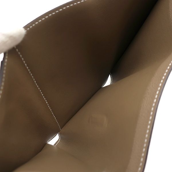 Hermes Trifold Wallet Bearn Combine Chèvre Etoupe Gold Hardware Glazed U