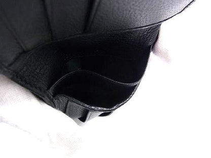 Bvlgari Leather Bifold Wallet Card Holder Men's Black Av8766