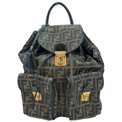 Fendi Zucca Pattern Canvas And Leather Women's Backpack And Daypack