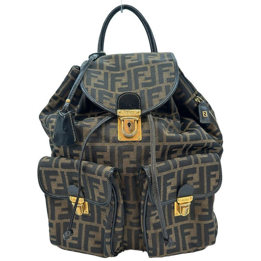 Fendi Zucca Pattern Canvas And Leather Women's Backpack And Daypack