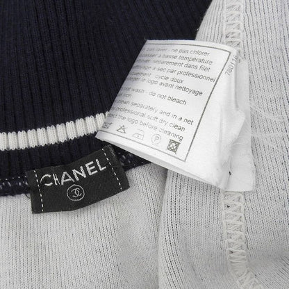 Table Chanel 08C P32498 Cashmere Side Stripe Airplane Stitch Knit Skirt Navy