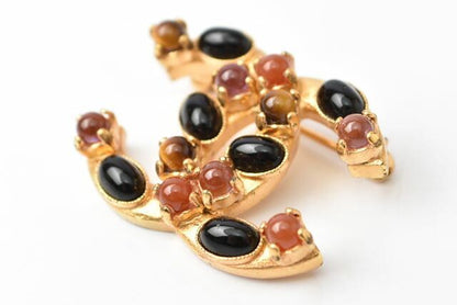 Chanel Brooch Chanel Pin Brooch Coco Mark Gripoa Color Stone Gold