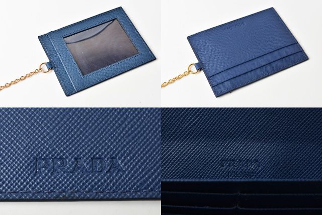 Prada Long Wallet With Pass Case 1mh132 Blue Saffiano Shape Pressed Leather