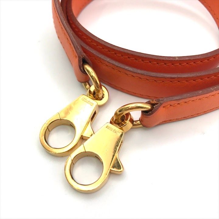 Hermes Kelly Bolide Gold Leather Shoulder Strap Bag Orange