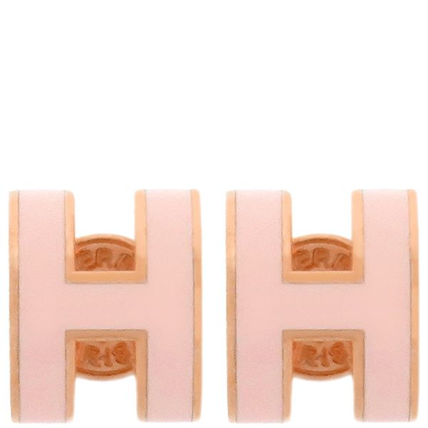 Hermes Earrings Pop Ash Hearrings Mini GP Enamel Rose Dragee and Pink Gold Rose