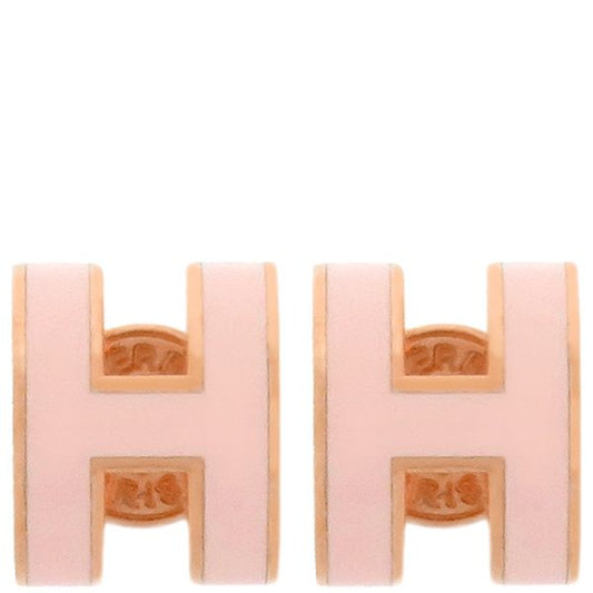Hermes Earrings Pop Ash Hearrings Mini GP Enamel Rose Dragee and Pink Gold Rose