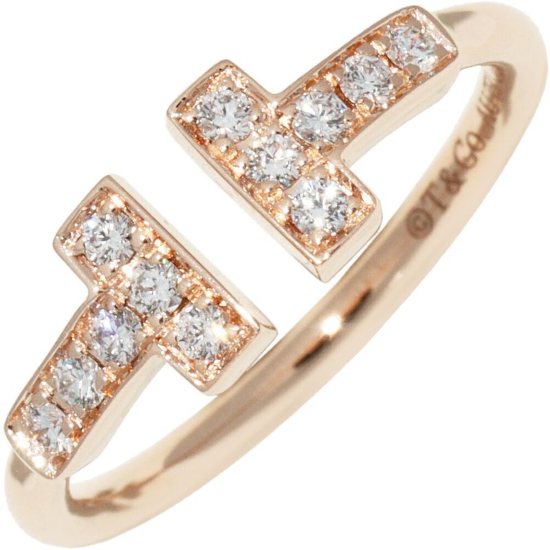 Tiffany & Co Ring 18K Pink Gold Diamond 12P (013ct) T Wire Ring