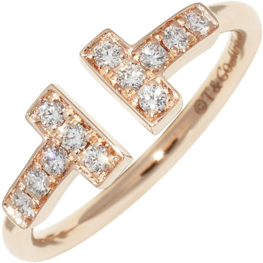Tiffany & Co Ring 18K Pink Gold Diamond 12P (013ct) T Wire Ring