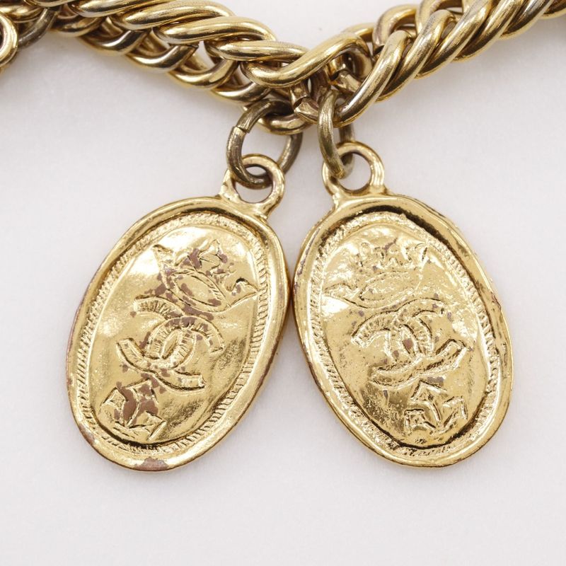 Chanel Medallion Charm Coco Mark Chain Gold Plated Ladies 83.4g Bracelet
