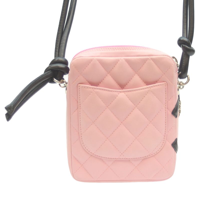 Chanel A25177 No 8 Pink Black Cambon Small Pochette Shoulder Bag Black Quilted