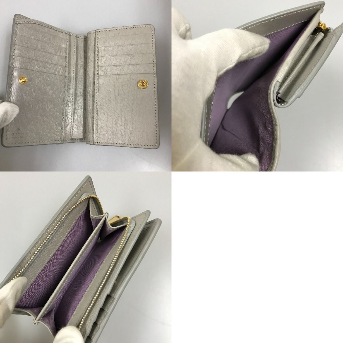 Gucci Bifold Wallet Script Zip Around Wallet 772640 Light Gray