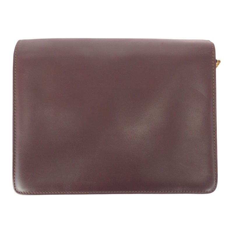 Cartier Must Line Wine Red Bordeaux Gold Hardware Leather Shoulder Bag Pochette