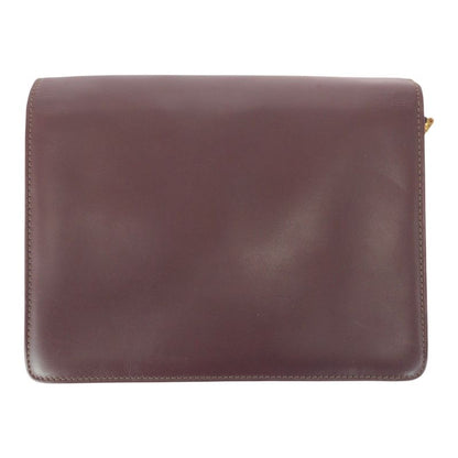 Cartier Must Line Wine Red Bordeaux Gold Hardware Leather Shoulder Bag Pochette