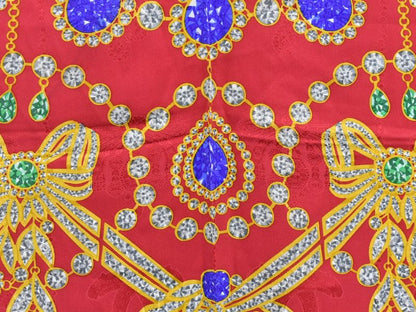 Authentic Cartier Jewelry Pattern Scarf Shawl Bandana Silk Red Navy Multicolor