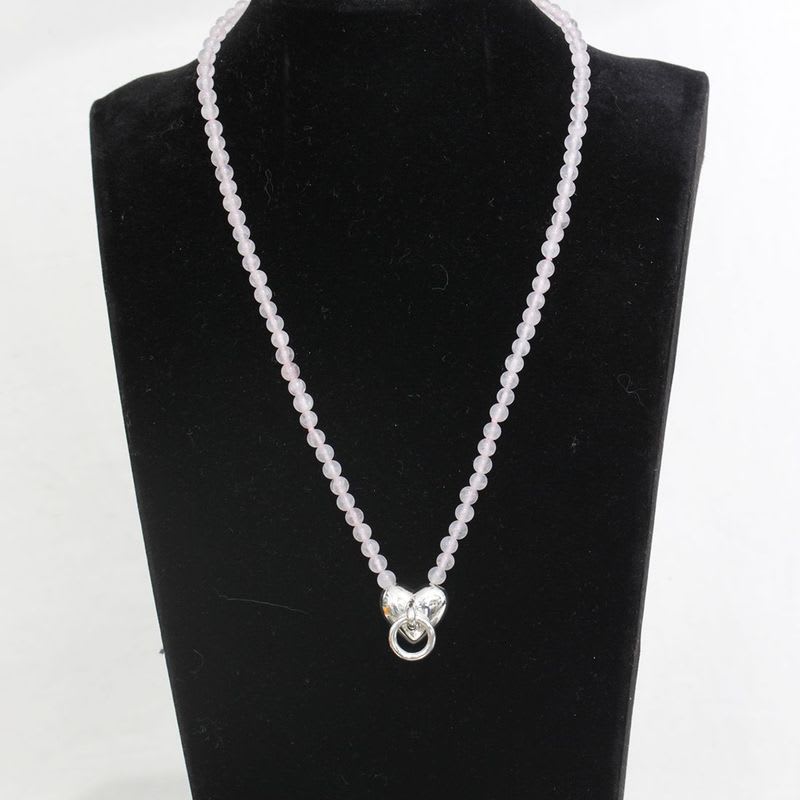 Tiffany & Co Rose Quartz Necklace Silver 925 E0575