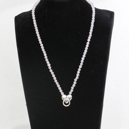 Tiffany & Co Rose Quartz Necklace Silver 925 E0575