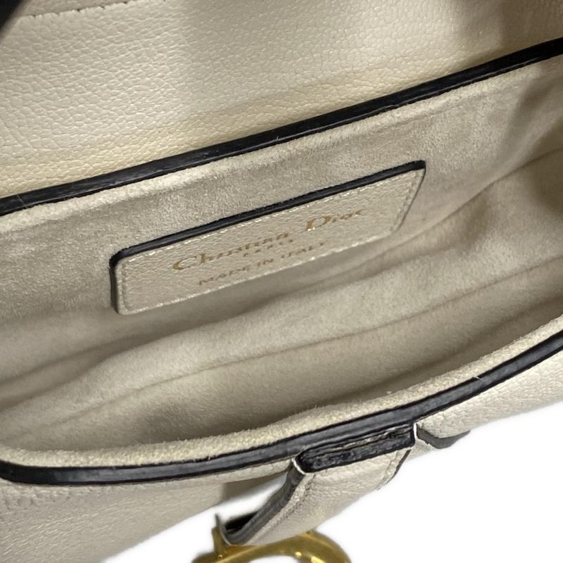 Dior/christian Dior Handbag Saddle Micro Bag White Mini Bag Leather