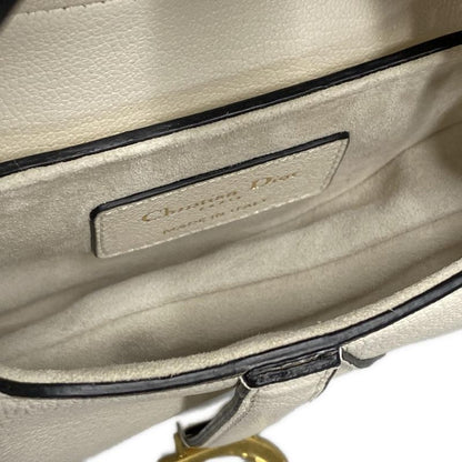 Dior/christian Dior Handbag Saddle Micro Bag White Mini Bag Leather