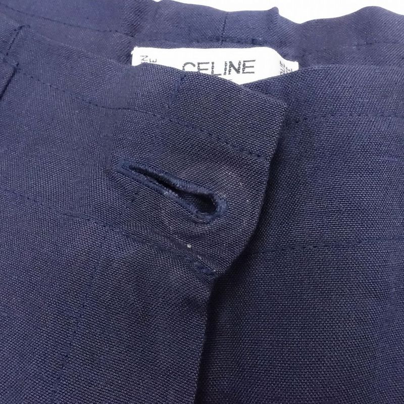 Vintage Old Celine French Silk Blend Wide Slacks Pants with Gold Buttons Size