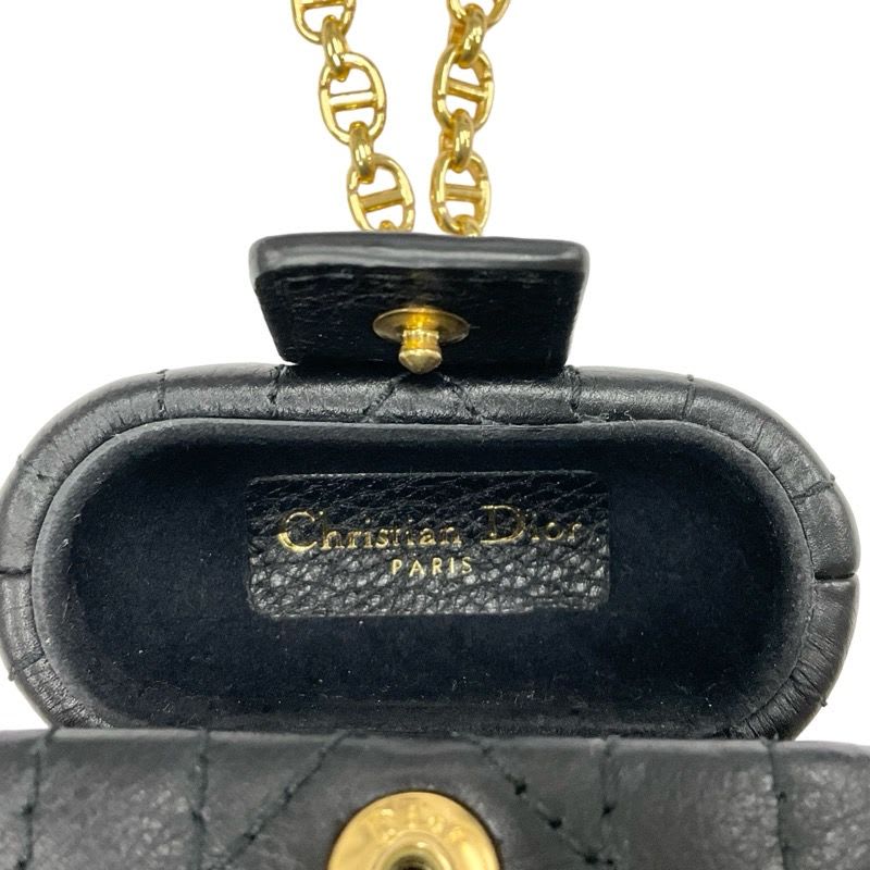 Christian Dior Cannage Black Gold CD Chain Airpods Case