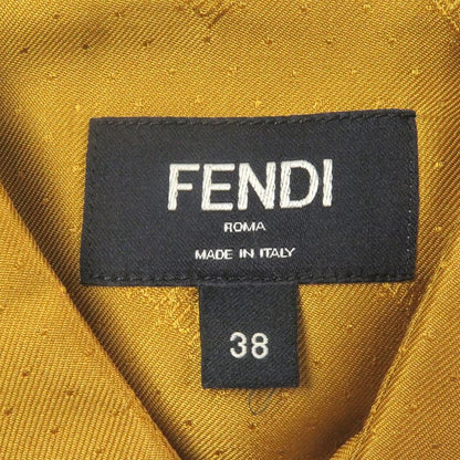 Fendi 2021 Fs0808 100% Silk Logo All Over Zucca Fly Front Long Sleeve Shirt
