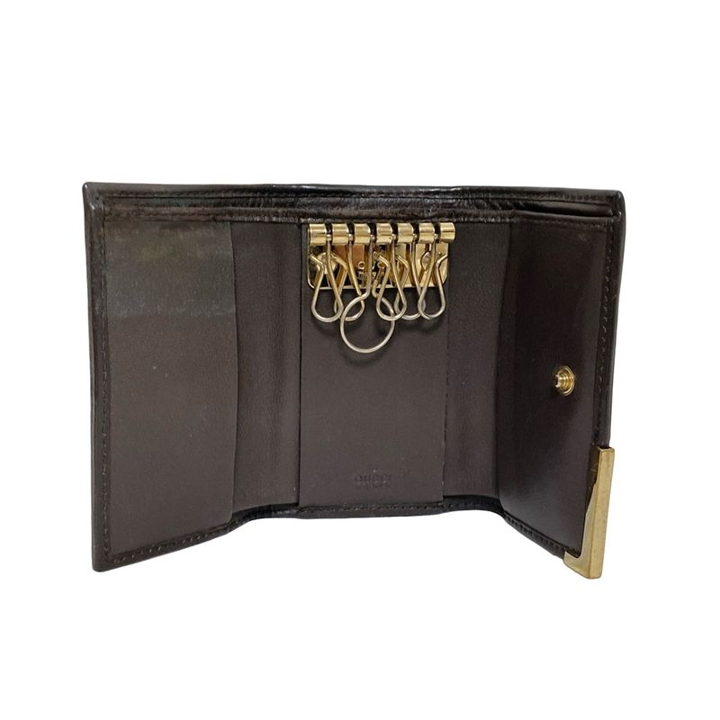 Gucci Key Case GG Pattern 268831 Light Brown X Dark Brown 6 Hooks Leather
