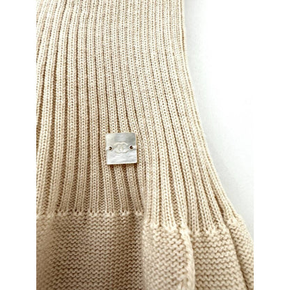 CHANEL Rib Knit Wool Dress Vintage Size 38 Beige