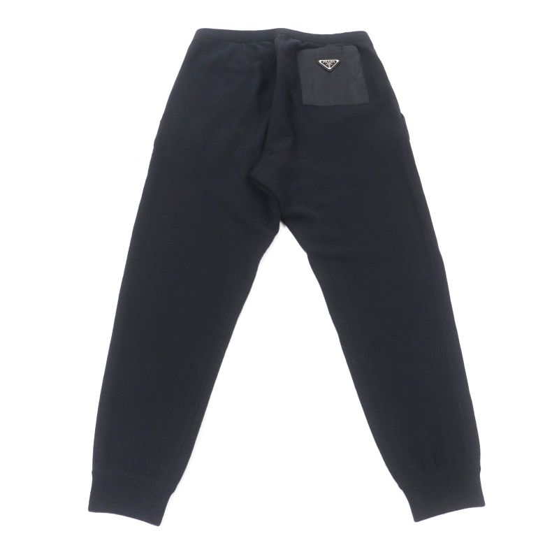 Prada Ump62 Cashmere Blend Re-nylon Triangle Logo Knit Pants Bottoms Black 44