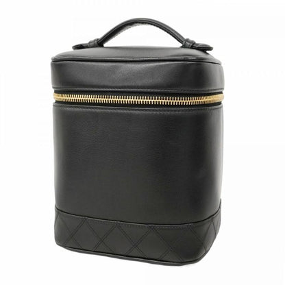 Chanel Vanity Bag Bicolore Lambskin Black Gold Hardware Women