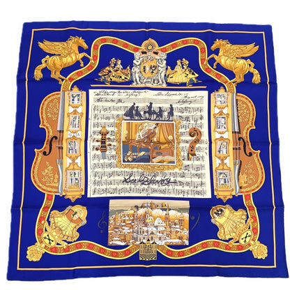 Grade Hermes Carre 90 In Salzburg Scarf 100% Silk Royal Blue