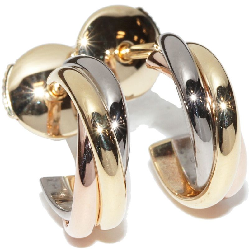 Cartier Earrings 18K Yellow Gold 18K White Gold 18K Pink Gold Trinity Earrings