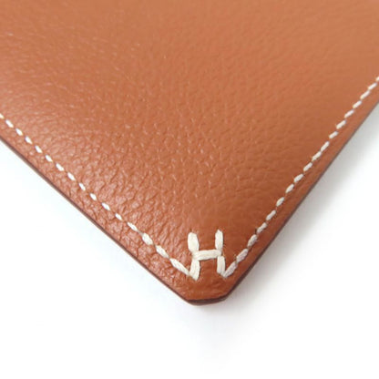 Hermes H Serie Gold Vaux Evercolor Card Case Passcase W Engraved With Box Made
