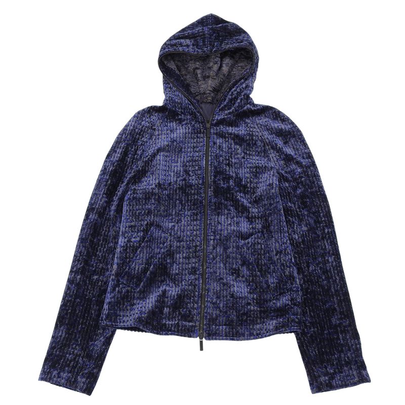 Emporio Armani Velour W Zip Up Hoodie Navy 44 Made In Bulgaria Men's