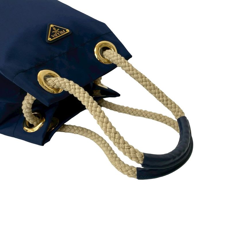 Prada Triangle Logo Plate Hardware Nylon Leather Shoulder Bag Handbag Tote Bag