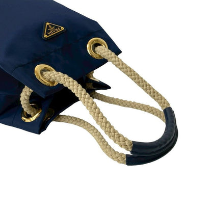 Prada Triangle Logo Plate Hardware Nylon Leather Shoulder Bag Handbag Tote Bag